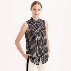 J. Crew Black Graphic Plaid Sleeveless Blouse 0